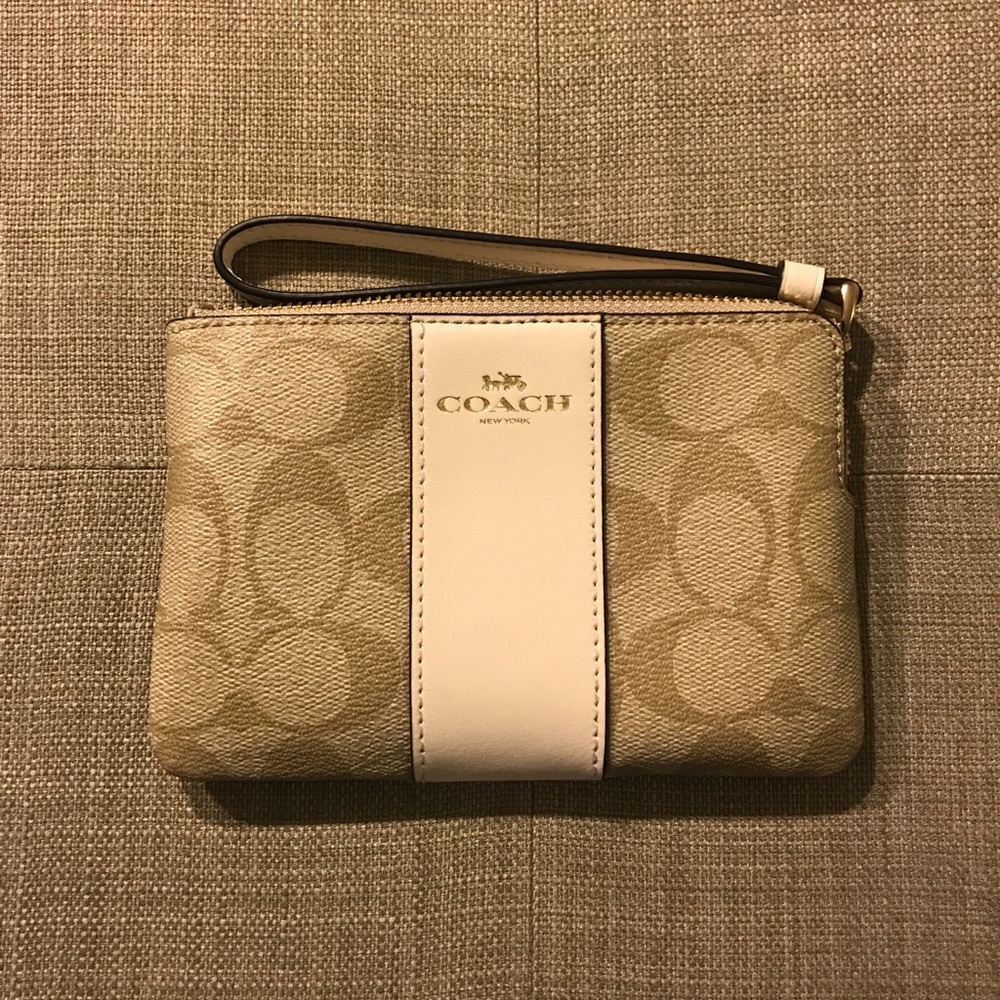 Coach signature coated canvas wristlet